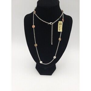 Premier Designs Metal Works Multicolored Hammered Circle Discs Layering Necklace